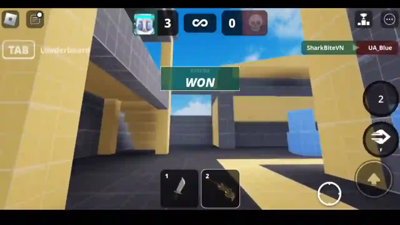MVS DUELS round won screen with leaderboard and loadout